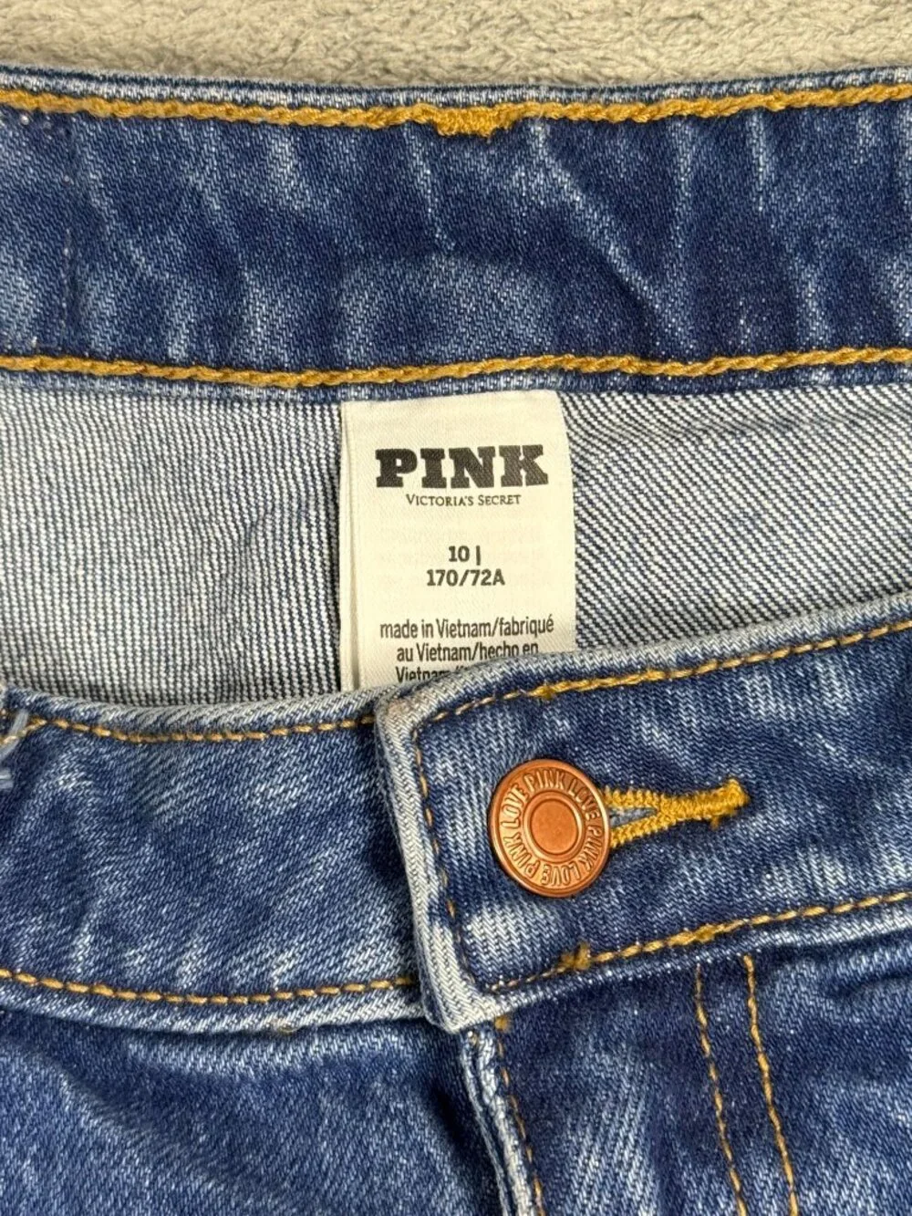 Y2K Pink Victorias Secret Baggy Low Rise Wide Leg Jeans Womens 10 Skater Raw Hem